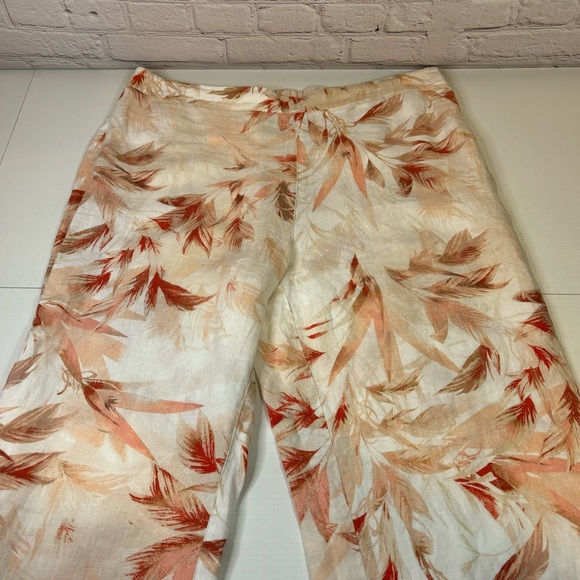 Chico’s Peach Tropical Floral Linen Pants Size 14 - Picture 4 of 10